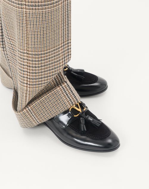 Valentino Garavani - Vaniteux Loafer Aus Kalbsleder Und Spaltleder - Schwarz - Mann - Loafers Und Drivers
